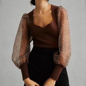 Anthropologie Dolan Puff-sleeve Sweater Women's M